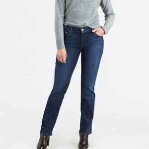 Levi's 505 Straight Leg Jeans Mid Rise Dark Wash Blue Denim Size 16 33 x 30 NEW